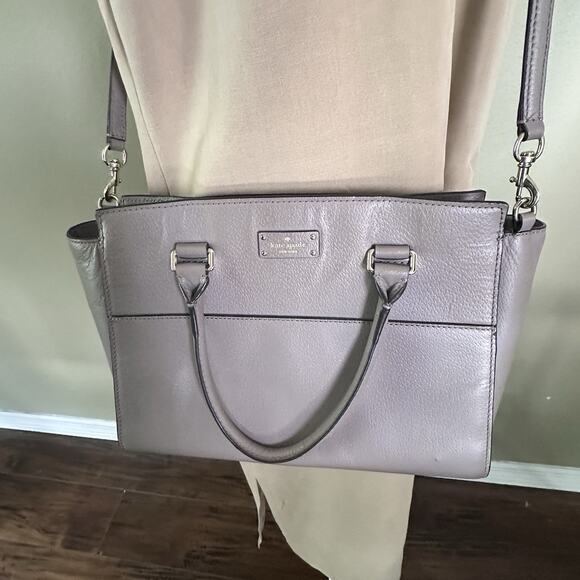 Kate Spade Leather Taupe Handbag with crossbody strap. - Picture 7 of 15